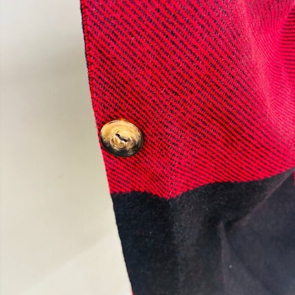 Orange Fashion Village Open Front Poncho Sleeveless Button Closure O/S Red Black - Picture 8 of 12